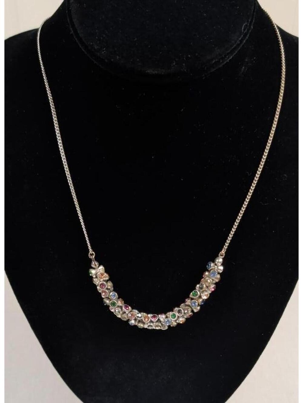 Fossil Vintage Berry Bling Multicolor Rhinestone Necklace with Key Lock Charms